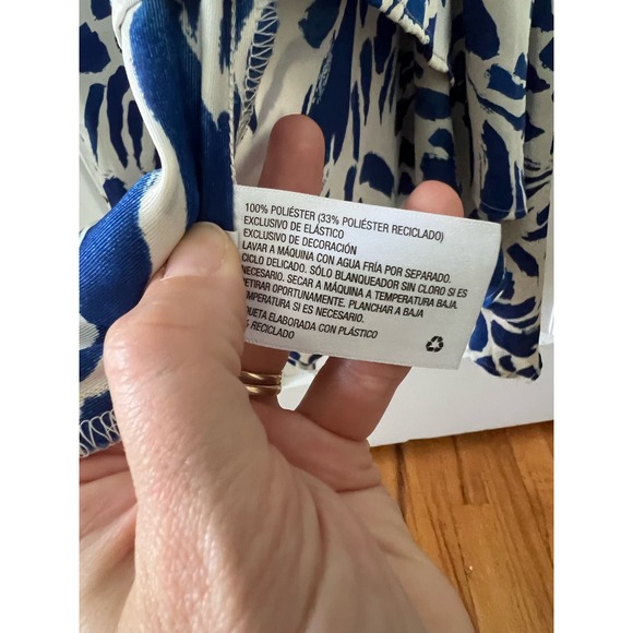 🫆PRICE DROP🫆Alexis blue botanical tie strap asymmetrical hem dress - size L 🤍💙🏝️ - Picture 9 of 12